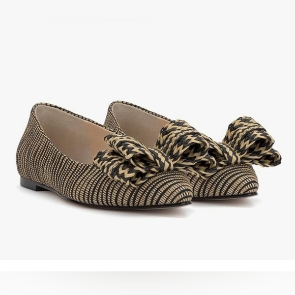 🖤🔹️Jessica Simpson🔹️ Black/natural Whirzle Bow Ballet Flats - Picture 1 of 7